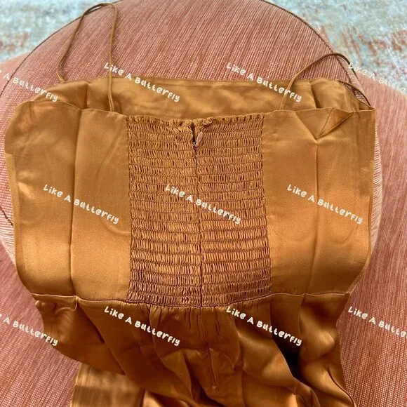 Reformation Frankie Silk Dress in Copper - Picture 9 of 13